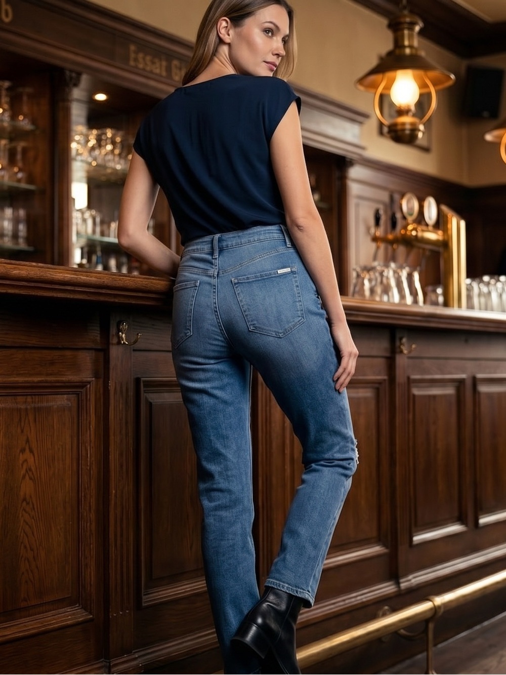 White House Black Market Blue Straight Leg Jeans